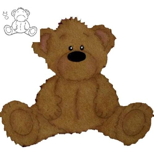 134.6*117.3mm Adorable Sitting Brown Bear Outline Metal Cutting Dies DIY Scrapbooking Making Template Album Craft Cards 2020 New