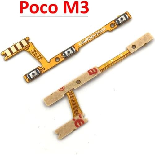 20Pcs/Lot, Power On Off Volume Side Button Key Flex Cable For Xiaomi Poco M3 Replacement Parts