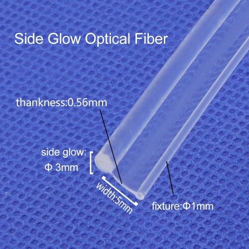 50M-100M Dia 3mm Clear T-type Skirt Side Glow Fiber Optic Cable light for Side Ribbon Interior PMMA Car Flexible mounting Decor