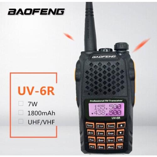 Baofeng UV-6R 7W Walkie Talkie High Power VHF UHF Dual Band Two Way Radio HF Transceiver Wireless UV6R Ham CB Radio Station 8W