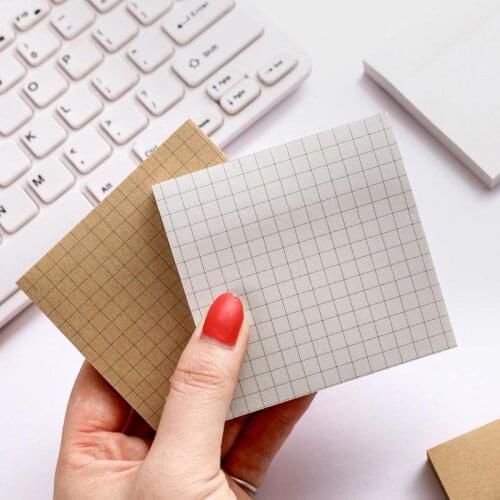 Kraft Paper Memo Pad Sticky Note Square Tearable N-time Sticky Note Writing Pads Label Mark Stationery School Student Supplies