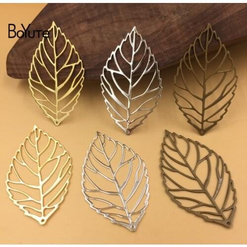 BoYuTe (20 Pieces/Lot) 53*30MM Big Metal Brass Leaf Pendant Materials Diy Hand Made Jewelry Accessories Wholesale