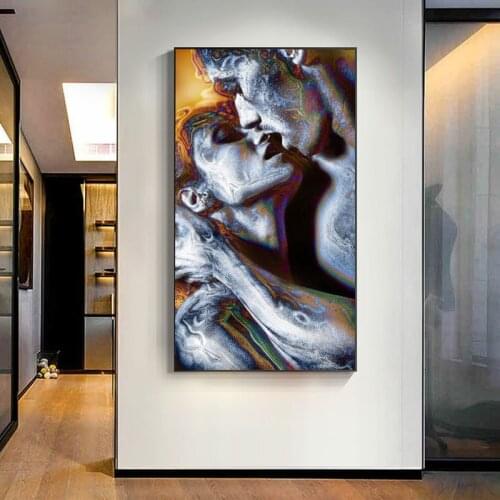 Naked Couple Kiss Portrait Canvas Painting Sexy Body Poster and Prints Wall Art Picture for Bedroom Home Decor Hotel Cuadros