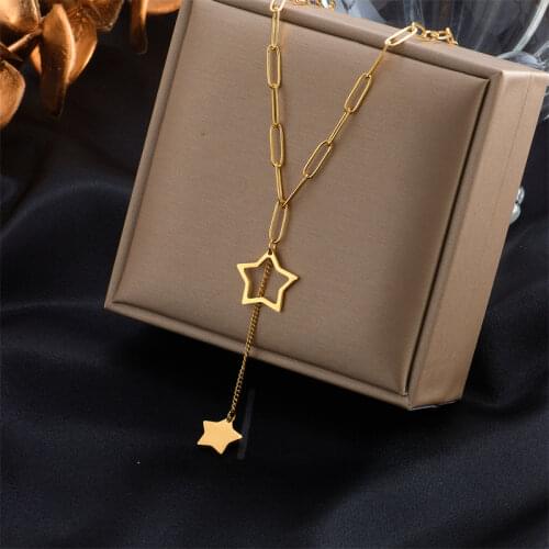 XIYANIKE 316L Stainless Steel Gold Color Star Chain Choker Necklaces Charms Simple Necklaces For Women 2021 New Fashion Jewelry