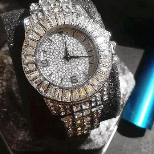 Watches for Men Women Luxury Hiphop Full Iced Out Watches Hip Hop Ropper Gold Rhinestone Quartz Wristwatch Relojes Para Mujer