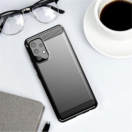 For Samsung Galaxy A32 Case Bumper Rubber Silicone Carbon Fiber Cover For Samsung A32 4G Phone Case For Samsung A32 Case 6.4inch