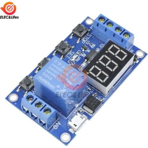 DC 6-30V Micro USB 5V LED Digital Time Delay Relay Automation Cycle Delay Timer Control Off Switch Relay 3-digit digital tube