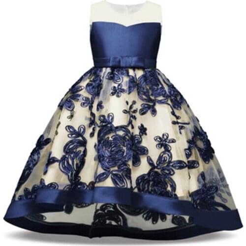 BFORTUNE Girls Dress Kids Dresses For Girls Princess Dress Party Childrens Wedding Dresses Bow Floral Design Clothes Robe Fille