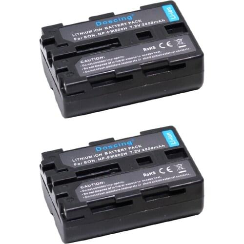 Doscing 2Pcs NP-FM500H NP FM500h Battery for Sony Alpha SLT A57 A58 A65 A77 A77V A99 A350 A450 A500 A550 A700 A850 A900 CLM-V55