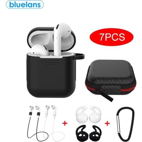 Portable Bluetooth Headset Storage Box Set Anti-Drop Rope Earplugs Earphone Case Carabiner Silicone Protective Case For AirPods