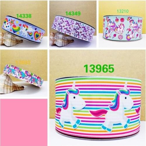 Free shipping 50 yards Unicorn printed grosgrain ribbon 13693