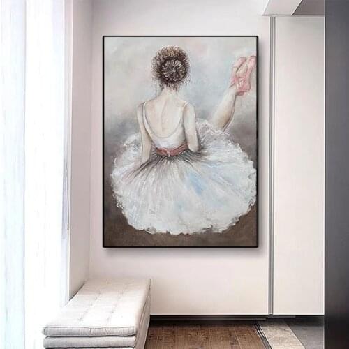 Best Handmade Ballet Dancer Girl Wall Picture Pure Hand painted Sexy Lady Oil Painting Artwork Wall Canvas Art For Bedroom Decor