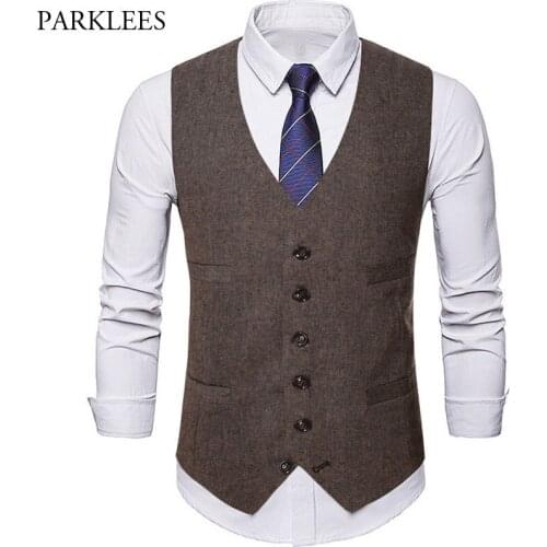 Mens Suit Vest Boutique Casual Slim Cotton Male Gentleman Business Waistcoat Men Wedding Groomsmen Gilet Homme Chalecos Hombre