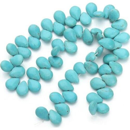 30pcs/pack 0.95cm*1.3cm Jewelry Making Tear Drop Blue Filled Turquoises Beads Necklace DIY Stones Beading Jewelry Craft Material