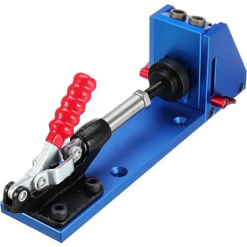 NEW Blue XK-2 Aluminum Alloy Pocket Hole Jig System Woodworking Drill Guide with Toggle Clamp 9.5mm Step Drill Bits