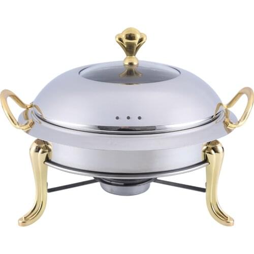 Stainless steel hotpot set mini hotpot pot holder tempered glass lid gold silver Chafing Dish Buffet pan Food Tray Warmer