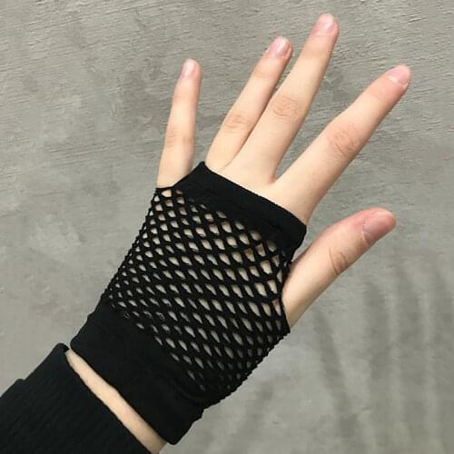 1 Pair Black Womens Short Fishnet Net Gloves Fingerless Mesh Gloves Punk Rock Fancy Night Club Party Sexy Beautiful Arm Warmer