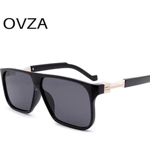 OVZA Flat Top Mens Sunglasses Brand Designer Fashion Black Polarized Man Sunglasses Glasses for Driving Rectangle S6095P
