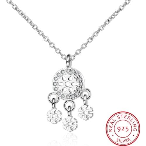 925 Silver Dream Catcher Feather Necklaces Pendants Inlaid Charming Rhinestones Fashion Dreamcatcher For Women Gift New