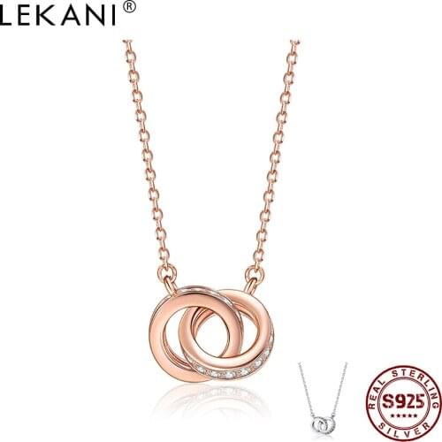LEKANI 925 Sterling Silver Double Loops Zircon Necklace High Quality Women Collarbone Chains The New Listing Fine Jewelry