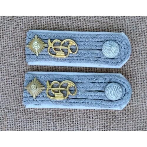 PAIR OF WWII WW2 GERMAN HEER INFANTRY OFFICER GROSSDEUTSCHLAND lieutenant - SHOULDER BOARDS metal wire