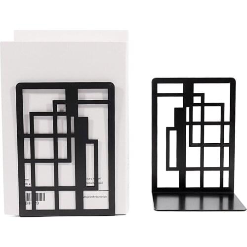 Hollow Irregular Shape Metal Iron Bookend Book Stand Support Desktop Magazine Organizer Storage Shelf Non Slip Rack Holder