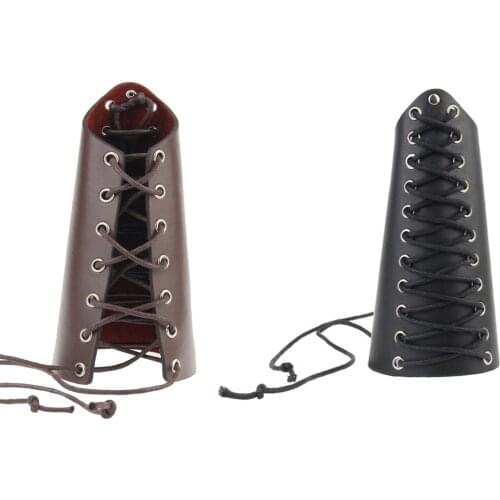 Knight Style Wide PU Leather Adjustable Cross Strings Arm Armor Bracer Arm Gauntlet Steampunk Waistband Unisex Bracer Protective