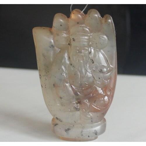 Carved Chinese old jade hand buddha agate pendant figurine