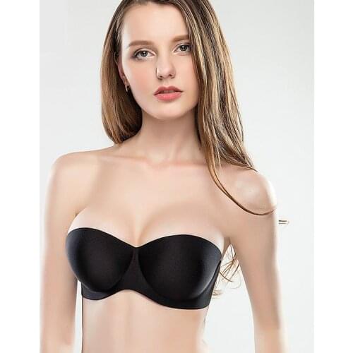 Sexy bra bride dress hidden seamless one-piece seamless push up bra transparent straps women bra 1/2 cup non-slip big size bra