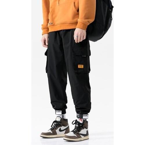Sweatpants Harem Pants Ankle-Length Men Trousers Streetwear Casual Joggers Men Side-Pocket Mens Cargo Pants Fashion Slim
