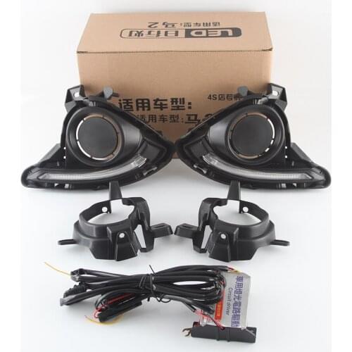 LED DRL Daytime Running Light for 2015-2017 Mazda 2 Driving Lights with Mobile steering day light Car accessories