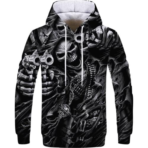 Skull hoodie mens and womens 3D pullovers funny rock sportswear hoodie mens jacket fashion casual coat winter