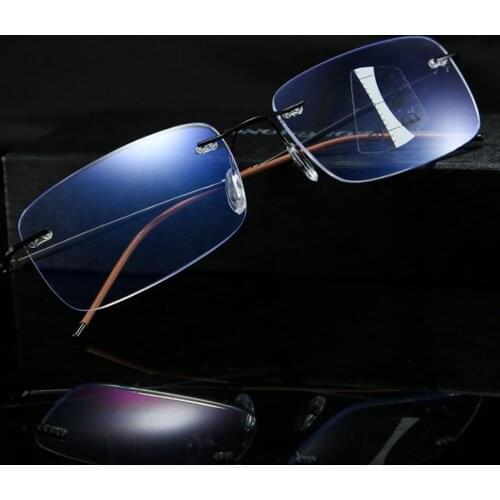 Ultra-light Rimless Black and Grey Frame Fashion Men Women Progressive Multifocus Reading Glasses 0.75 1 1.25 1.5 1.75 To 4