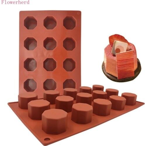 15-hole Octagonal Mousse Cake Mold Dessert Ice Cream Mold Chocolate Mold Baking Silicone Mold Handmade Soap Mold Plaster Mold