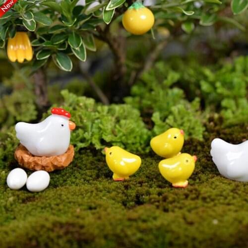 2-13PCS Hen Chicken Chick Egg Nest Small Pasture Statue Miniatures Ornament For DIY Fairy Garden Dollhouse Plant Decoration