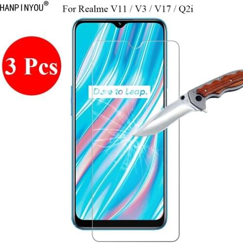 3 Pcs/Lot 9H 2.5D Tempered Glass Screen Protector For Realme V11 / V3 / V17 / Q2i 6.5" Protective Film + Clean Tools