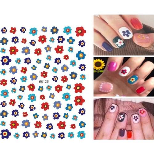 10PCS Art Applique Fingertip Art Color Smiley Cute Flower Female Nail Sticker Slider Art