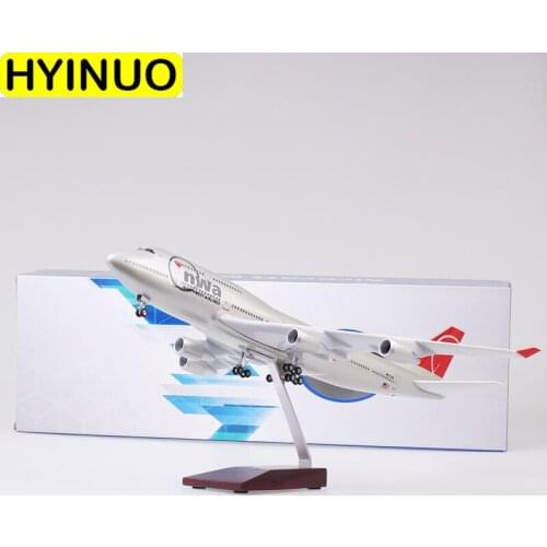 47CM Boeing 747 B747 Model nwa NorthWest Airlines with Landing Gear Wheels Lights Resin Aircraft Plane Collectible Toys