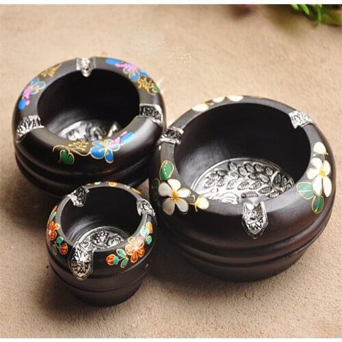 5 inch Creative Portable Wood Ashtray Hand-Paint Wooden Ashtrays