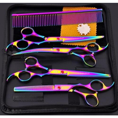 5PCS Pet Dogs Grooming Scissors Stainless Steel Cat Hair Thinning Shear Sharp Edge Scissors For Dogs Animal Barber Cutting Tool