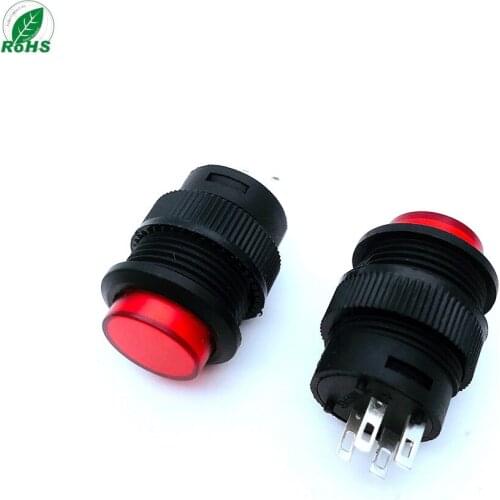 50PCS R16-503AD 16MM 3A/250V Self-locking ON/OFF LED Light Latching Push Button Switch 4 PIN DIP circular