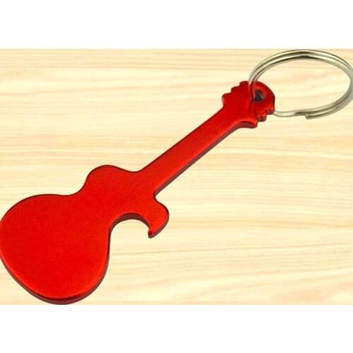 600pcs/lot Guitar Shaped Bottle Opener Keychain Metal Key Ring Bottle Opener Can Customize Logo