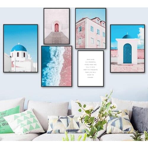 Arch Door Church House Sandy Beach Quotes Wall Art Canvas Painting Nordic Posters And Prints Wall Pictures For Living Room Decor