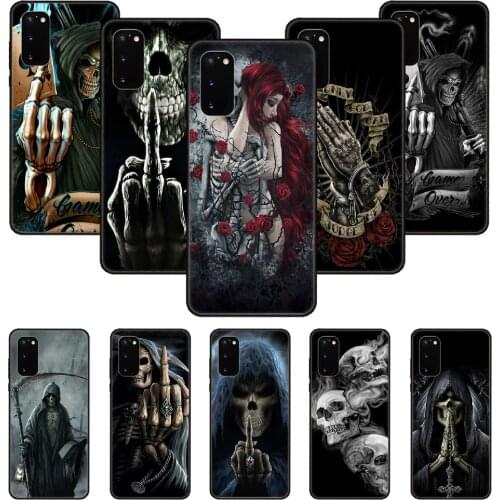 Phone Case For SamSung Galaxy S Note 10 20 7 6 9 8 Plus Edge E Ultra Lite Black Cover Back Horror Grim Reaper skull skeleton