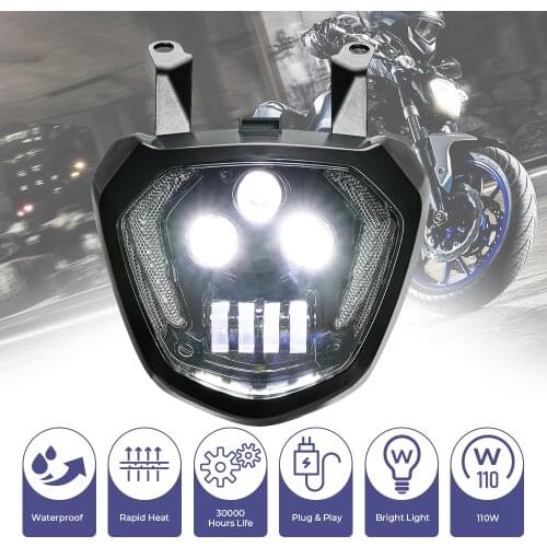 For YAMAHA MT07 Motorcycle Headlight MT07 DRL 110W 12V LED Headlight For MT07 FZ07 HeadLamp 2014 2015 2016 2017