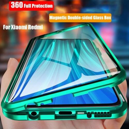 Double-sided Glass Phone Case For Xiaomi Poco X3 NFC M3 F3 10T Redmi Note 10S 9S 8 10 7 9 9T 8T 9A 9C Pro Magnetic Metal Cover