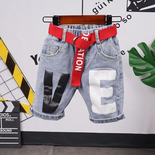 Childrens casual denim shorts Kid Fashion Mid Waist Letter Jeans Shorts Summer baby Pants 2-7years boys Sports Shorts