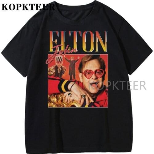 Elton John Tshirt MenS Black T Shirt Fashion Classic Tee Shirt Hipster Harajuku Brand Clothing T-Shirt 2021 Fashion Short
