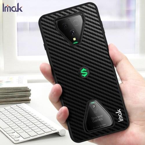 Imak Carbon Fiber Texture PU Leather Back Cover Case for Black Shark 3 3S Anti Fingerprint with TPU Soft Frame