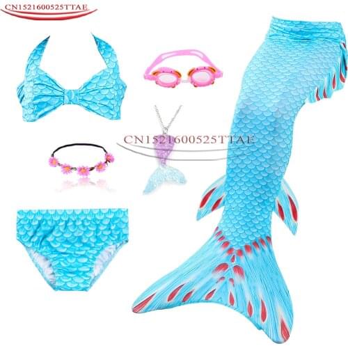 Halloween Costume Fancy Mermaid tails with Fins Monofin Flipper mermaid swimming tail for Kids Girls Summer Beach Wear Swimsuits